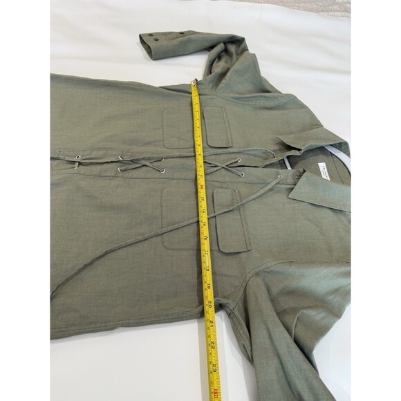 Equipment Femme Lace Up Utility Military Green 100% Cotton Minimal Dress Size L - Picture 5 of 7
